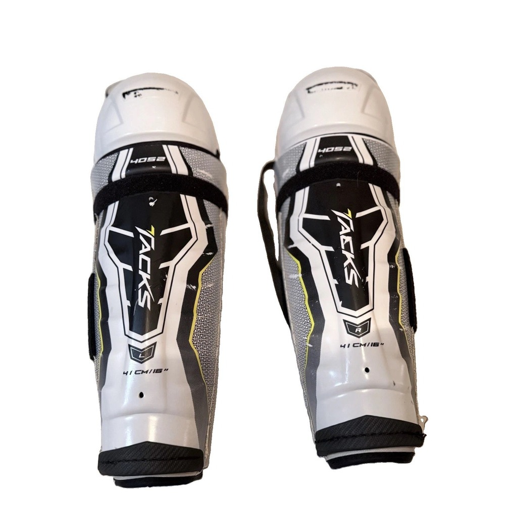 CCM Tacks 4052 Ice Hockey Shin Guards 16" Senior SR Protective Gear Great Cond